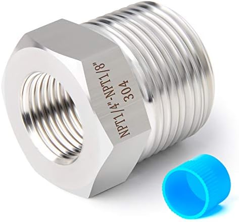 TAISHER 5PCS Forging of 304 Stainless Steel Reducer Hex Bushing, 1/4" Male NPT to 1/8" Female NPT, Reducing Forging Pipe Adapter Fitting