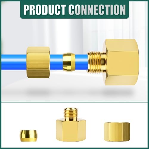 5PCS Brass Compression Tube Fitting, 1/2" OD x 1/2" NPT Female