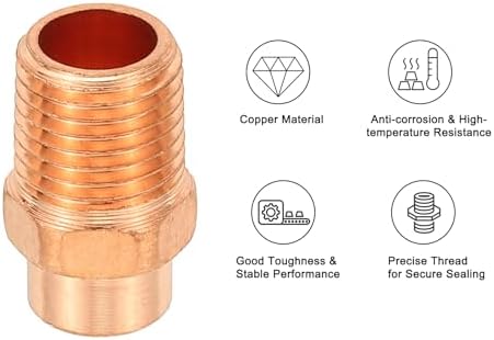 PATIKIL 1/4" Male Adapter Fitting with C x M Connections, 10 Pcs Copper Pipe Fittings with Sweat Solder X FNPT Connection Threaded Tubing Connector for Residential, Commercial