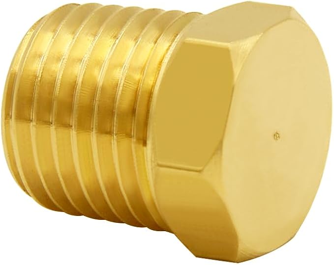 Joywayus 1/4" NPT Male Pipe Plug Outer Hex Thread Socket Plug Brass Fitting(Pack of 5)