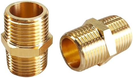 2PCS Hex Brass Nipple 3/4" NPT Male X 3/4" NPT Male Pipe Fitting 3/4 inch Brass Nipples Male Pipes Adapter Fittings Heavy Equal Nipples Connectors
