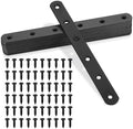 Flat Straight Braces, Black Mending Plate, Heavy Duty Metal Straight Brackets, Repair Joining Bracket, Repair Plates Fixing Bracket Connector for Wood, Furniture, with Screws