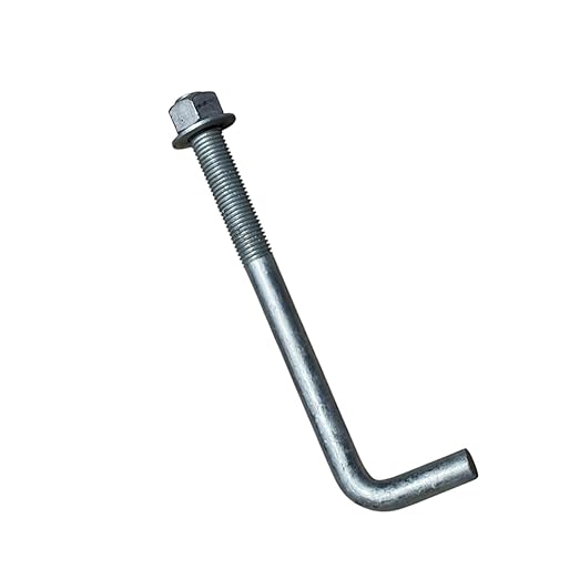 Sandbaggy 1" x 12" Threaded Concrete Anchor L-Bolts (Nuts & Washers Included) - Hot Dipped Galvanized - Sill Plate, Base Plate, Masonry, Wood, Cement Anchors, J Bolt (10, 1" x 12")