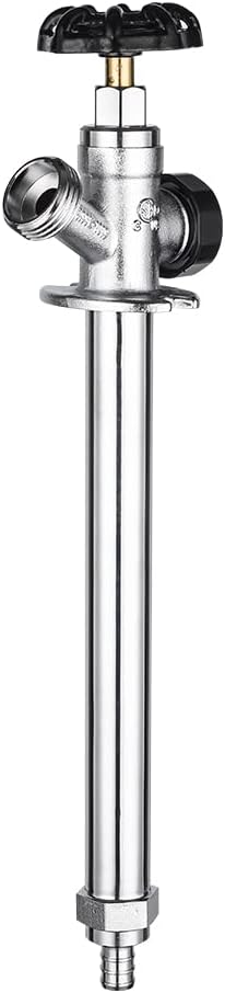 EFIELD 8-inch Anti-Siphon Frost Free Sillcock 1/2 inch Barb Crimp Pex X 3/4 inch Hose Bibb, Chrome Plated Body,(SILLCOCK014),(SILLCOCK014)