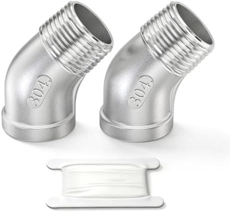TAISHER 2PCS 304 Stainless Steel 45 Degree elbow,3/4“ NPT Female Pipe to 3/4” NPT Male Pipe Fitting