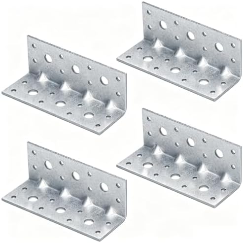 4 Pack Steel L Right Angle Bracket, 5-1/2" x 2" x 2" 90 Degree Corner Brace