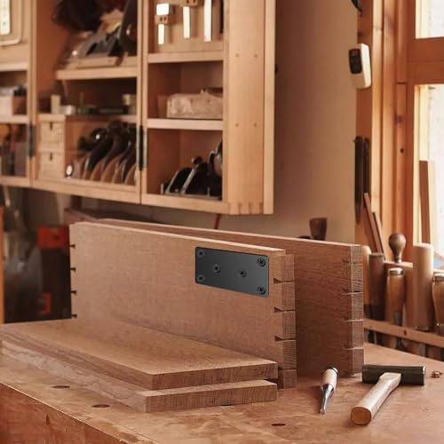 Flat Brackets for Wood Flat Mending Plate Straight Brace Flat Bracket Flat Metal Brackets for Wood Fixing Joining Plate with Screws for Tables Cabinets Bookshelves 8Pcs 1.57’’ x 3.14''
