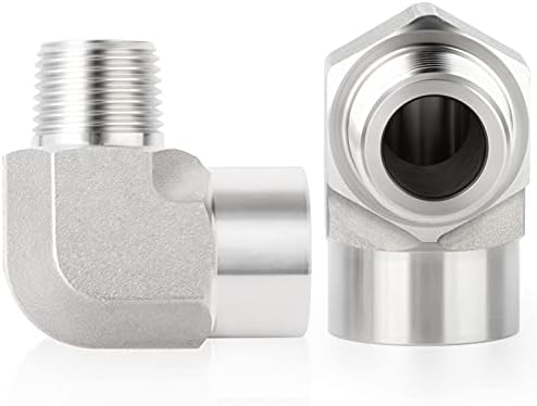 TAISHER 2PCS 304 Stainless Steel 90 Degree Barstock Street Elbow, 3/8 Inch NPT Male Pipe to 3/8 Inch NPT Female 304 Stainless Pipe Fitting