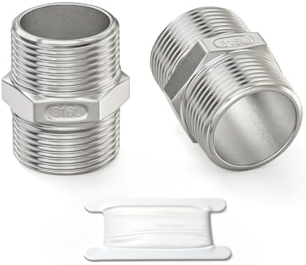 TAISHER 2PCS 316L Hex Nipple, Pipe Fitting 3/4" Male NPT