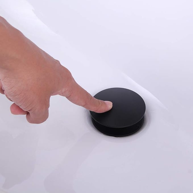 Bathroom Sink Drain with Overflow Vessel Sink Stopper Pop Up Drain Assembly Matt Black D500031B