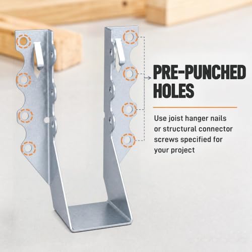 50 Pack 2x6 Joist Hangers, 20 Gauge Galvanized Wood Connectors