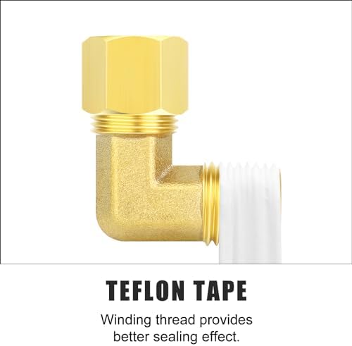 GASHER 5PCS Brass 90 Degree Elbow Compression Tube Pipe Fitting Connector, 5/16" Tube OD x 1/4" NPT Male Connector