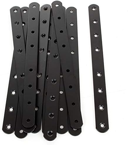 20Pcs 10Inch Mending Plates, Heavy Duty Straight Brackets for Wood Cast Iron Flat Corner Brace , Black Mending Joining Plates Fixing Hardware Brackets Connector for Furniture Repairing Table Shelf