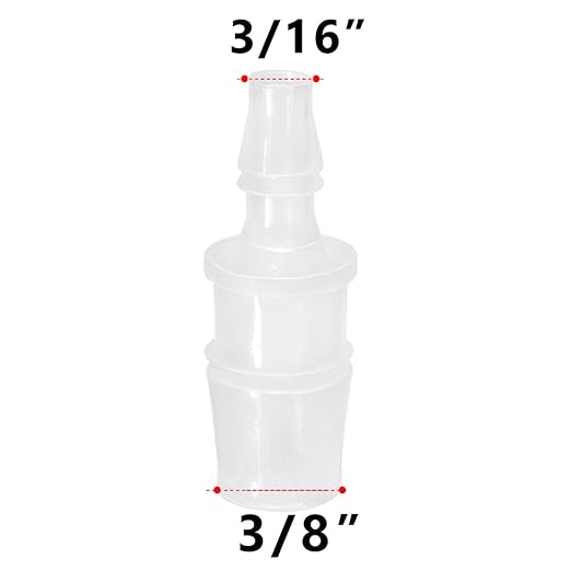 Quickun Plastic Hose Barb Reducer Fitting 3/8" to 3/16" Barbed Reducing Union Adapter Splicer Mender Joint Fitting (Pack of 2)