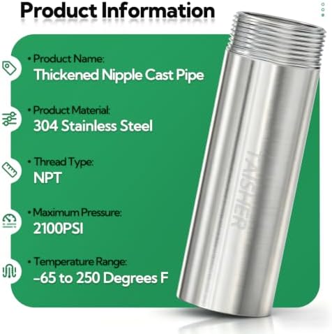 TAISHER 4Pcs Thickened Nipple Cast Pipe 3/4" MNPT x 3/4" FNPT, 4" Length