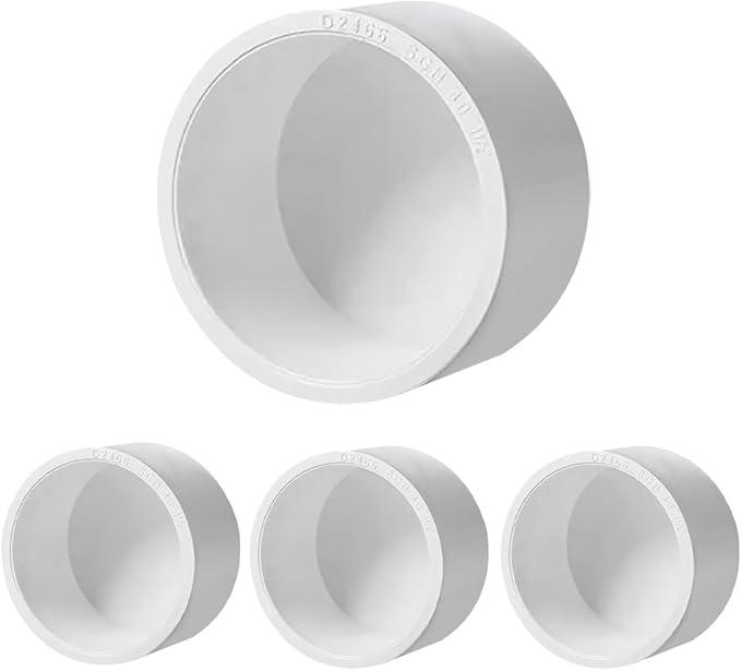 LESSO 2 inch PVC Pipe End Cap | 4 pack Schedule 40 Industrial pipe fittings 2" PVC Pipe External Plug Adapter for Build DIY Garden Shelf, White