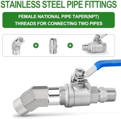 TAISHER 2pcs 304 SS 45 Degree Elbow 1/8"FNPT Forged Pipe Connector
