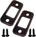 QCAA Solid Brass Deadbolt Strike Plate, Door Backplate, Round Corner, 1" x2-1/4", Vintage Bronze, 2 Pack, Made in Taiwan