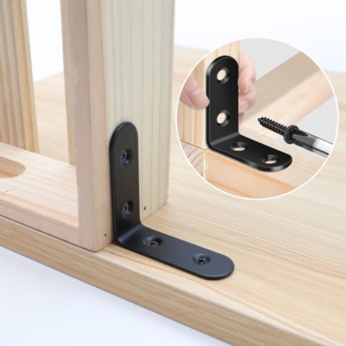 MY MIRONEY 12 Pcs Shelf Bracket Black L Brackets, 1" x 0.6" x 1"
