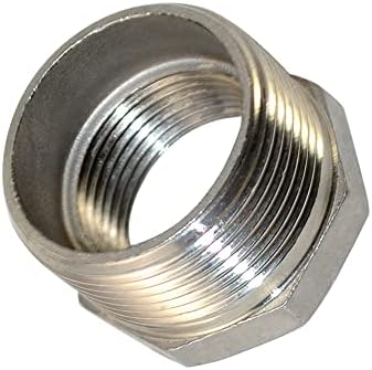1-1/4" Male NPT to 1" Female NPT Female Reducing/Reducer Bushing Pipe Fitting,Adapter,Stainless Steel SS 304 Hex Bushing