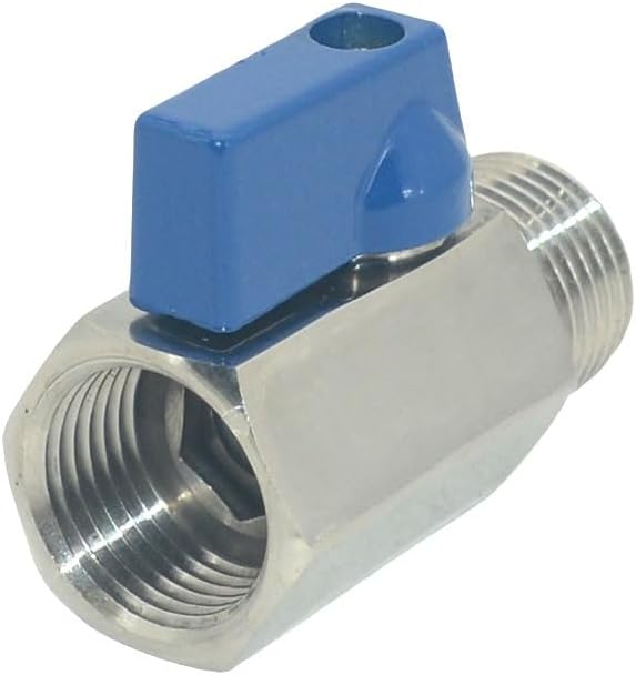 2 Pack Mini Ball Valve, Stainless Steel Female x Male NPT Thread Shut-Off Valve (1/2")