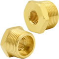 Joywayus 2Pcs Brass Reducing Hex Bushing 3/4" NPT Male to 1/4" NPT Female