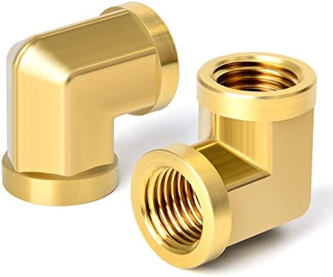 TAISHER 5pcs 90 Degree Barstock Street Elbow, 3/8 Inch NPT Female Pipe to 3/8 Inch NPT Female Brass Pipe Fitting