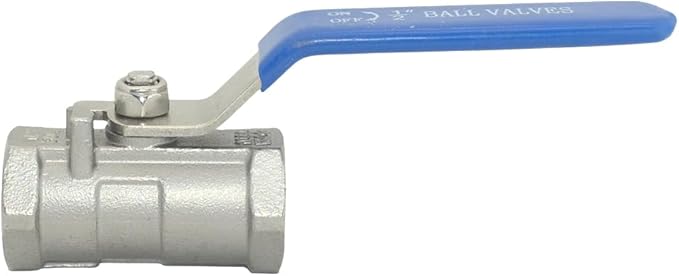 VARMHUS 1/2" Stainless Steel 304 Ball Valve 1Pc Type NPT Female Threaded with Heavy Duty Blue Vinyl Insulation Handle,CF8M Ristricted Flow,1000 WOG (1/2")