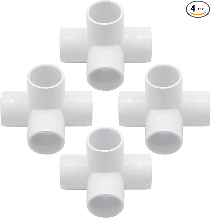 YSIL 4Pcs PVC Fittings Elbow Furniture Grade Connector 4 Way 2 Inch for DIY Structure and Frame,Fits 2" Sch 40 PVC Pipes