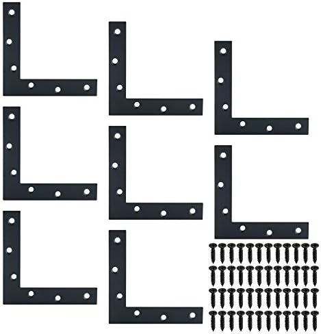 Alise L Flat Brackets for Wood,Corner Bracket Mending Plate,Black,8 Pcs