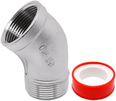 1PCS 45 Degree Elbow Fittings, 1-1/4" NPT Male to 1-1/4" NPT Female 304 Stainless Steel Pipe Fitting, Connector Coupler Apply to Outdoor Garden Industrial