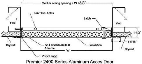Premier 18x18 Universal Aluminum Access Panel Door with Keyed Latch, Insulated for Exterior Application Use, Wall or Ceiling Mounted for Drywall, Plumbing, Electrical, 2400 Series