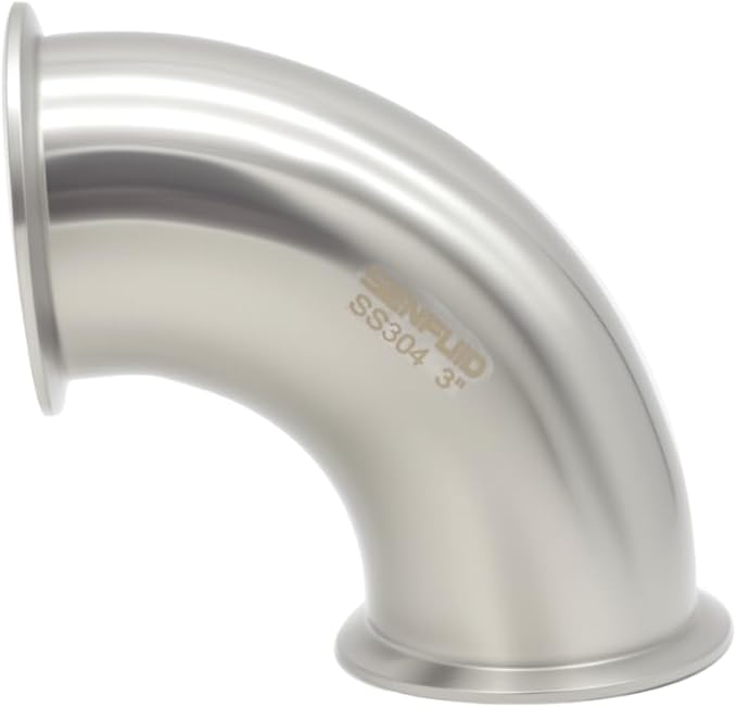 Sanitary Ferrule Elbow 90 Degree 76mm Pipe PD 3" Ferrule Tri Clamp