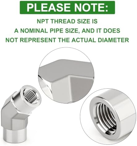 TAISHER 2pcs 304 SS 45 Degree Elbow 1/8"FNPT Forged Pipe Connector