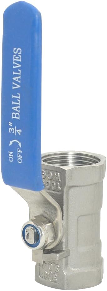 VARMHUS 3/4" Stainless Steel 304 Ball Valve 1Pc Type NPT Female Threaded with Heavy Duty Blue Vinyl Insulation Handle,CF8M Ristricted Flow,1000 WOG (3/4")