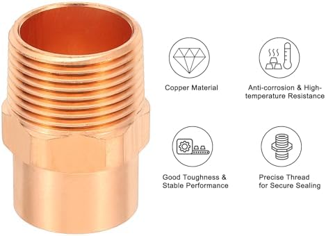 PATIKIL 3/4" Male Adapter Fitting with C x M Connections, 10 Pcs Copper Pipe Fittings with Sweat Solder X FNPT Connection Threaded Tubing Connector for Residential, Commercial
