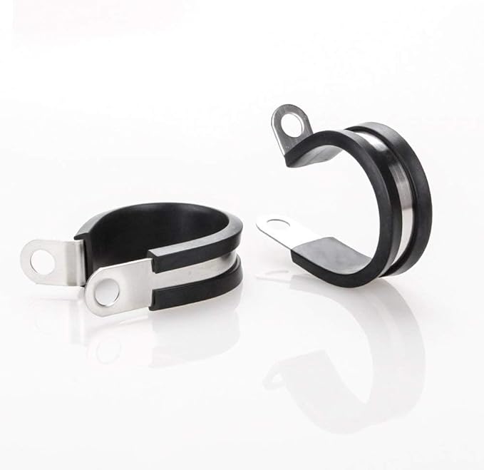 LOKMAN 12 Pack 5/8 Inch Stainless Steel Cable Clamp, Pipe Clamp, Metal Clamp, Rubber Cushioned (5/8 Inch)