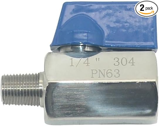 2 Pack Mini Ball Valve, Stainless Steel Female x Male NPT Thread Shut-Off Valve (1/4")
