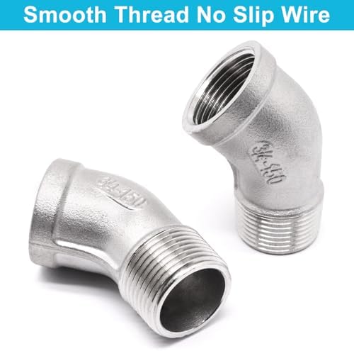 2PCS 45 Degree Elbow Fittings, 3/4" NPT Male Pipe to 3/4" NPT Female 304 Stainless Steel Pipe Fitting, Connector Coupler Apply to Outdoor/Garden/Industrial