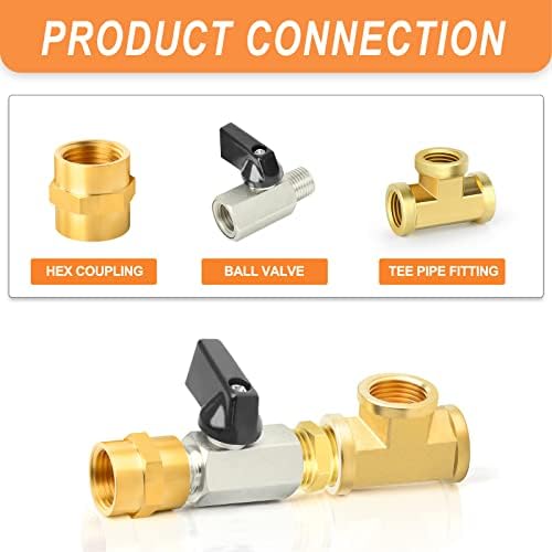 GASHER 8PCS 3/8 Inch NPT Brass Pipe Fitting, Ball Valve, Barstock Tee Brass Pipe Fitting, Hex Nipple, Hex Coupling and Air Hose Fitings