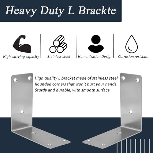 30PCS L-Shaped Corner Brackets, 4"X1"X1" 304 Stainless Steel Angle Bracket