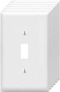 Toggle Light Switch Wall Plates 1-Gang Switch Electrical Cover Plate Unbreakable Thermoplastic Faceplate, White (6 Pack)