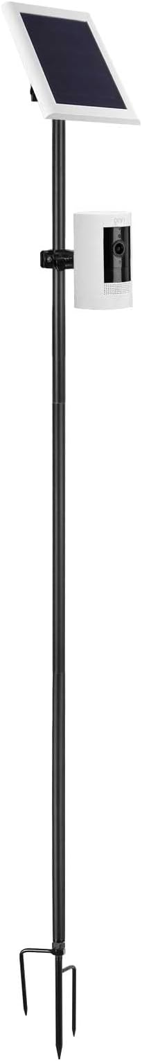Holicfun 2-in-1 Ground Stake Mount Stand for Outdoor Security Cameras and Solar Panels, Universally Compatible with Ring, Blink, Google Nest, Eufy, Arlo, Wyze, SimpliSafe, and More (Black)