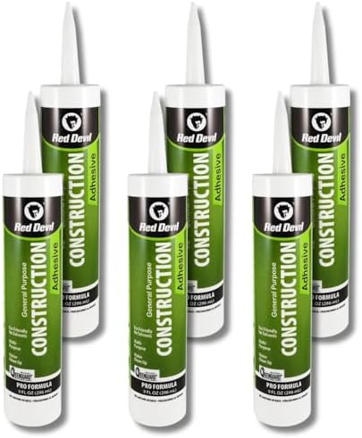 Red Devil 077606 General Purpose Construction Adhesive, 9 oz, 6-Pack, White