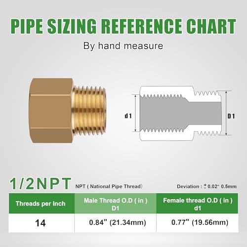 5PCS Brass Pipe Fittings Adapter,1/2" NPT Male x 1/2" NPT Female