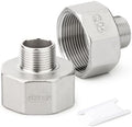 TAISHER 2PCS 304 Stainless Steel Pipe Fitting, Reducer Adapter, 1/2" NPT Male x 1-1/2" NPT Female