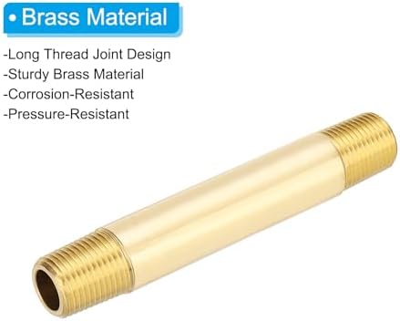 PATIKIL 1/8" x 1/8" NPT Male Brass Pipe Fitting Long Nipple, 2Pcs 3" Long Straight Pipe Fitting Connector Extender for Fuel, Air, Water, Oil, Gas System Connection, 1200PSI