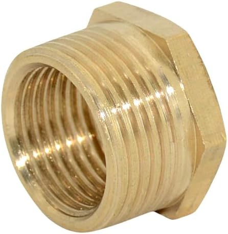 2pcs 1/2" NPT Male To 3/4" NPT Female Brass Reducer Thread Hex Bushing Brass Threaded Pipe Fitting,Hex Reducing Convert Adapter Pipe Fitting(1/2"*3/4")