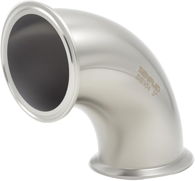 Sanitary Ferrule Elbow 90 Degree 76mm Pipe PD 3" Ferrule Tri Clamp