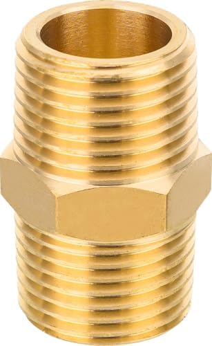 100Pcs EFIELD Hex Nipple 3/8"x 3/8"NPT Male Brass Pipe Fitting(NPT012-100)